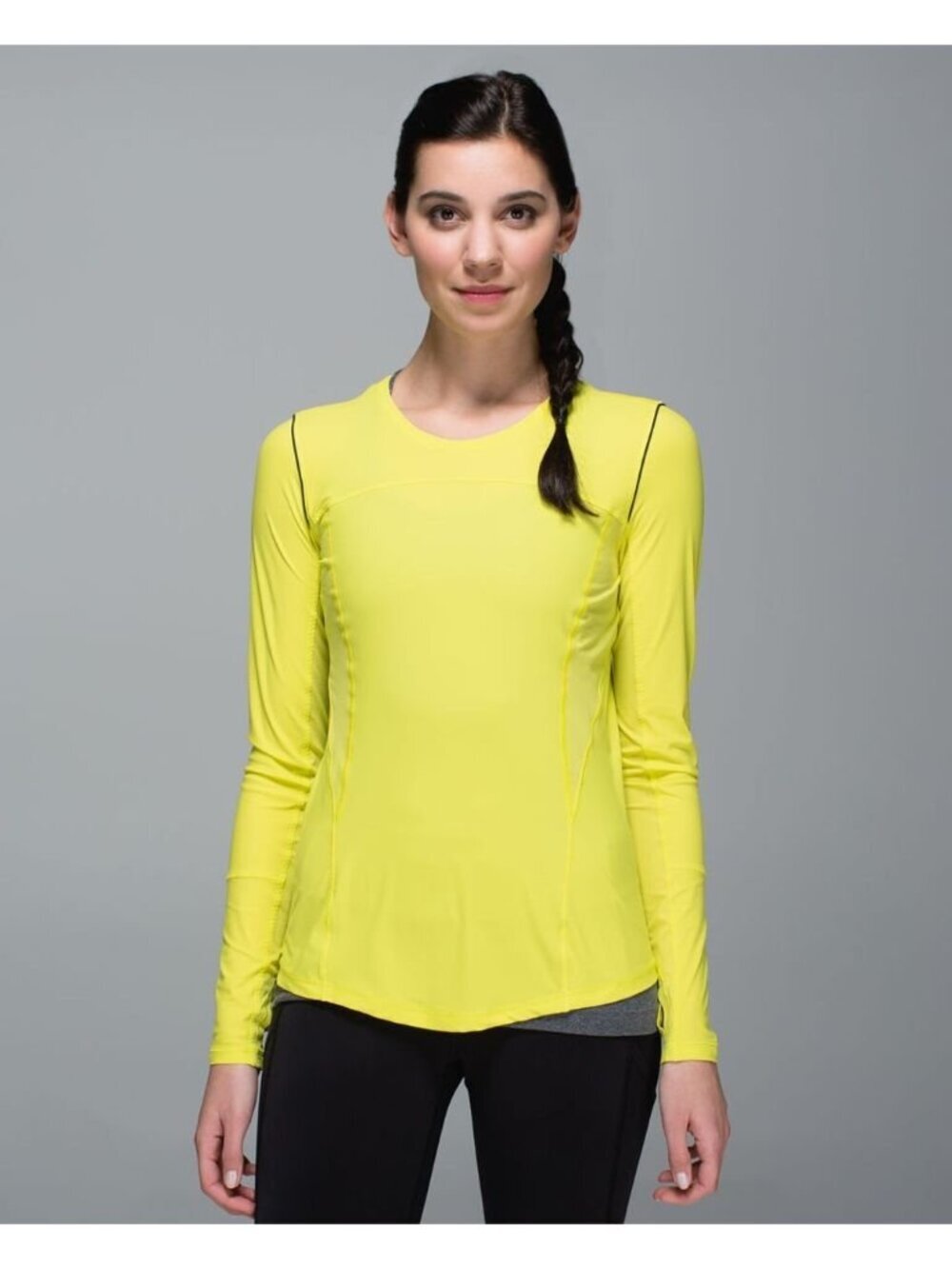 Lululemon Runbeam Long Sleeve Top 6 Split Pea Yellow Stretch Running Shirt
